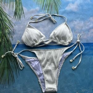 Off White Bikini with Seashell Accents